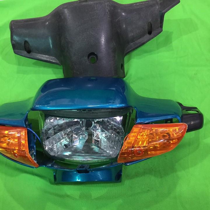 Bộ ốp đầu xe dành cho Wave Thái, dành cho Wave 110 Màu Xanh Da gồm 4 món: ốp đầu + gáy+ pha đèn + 1 đôi xi nhan siêu đẹp
