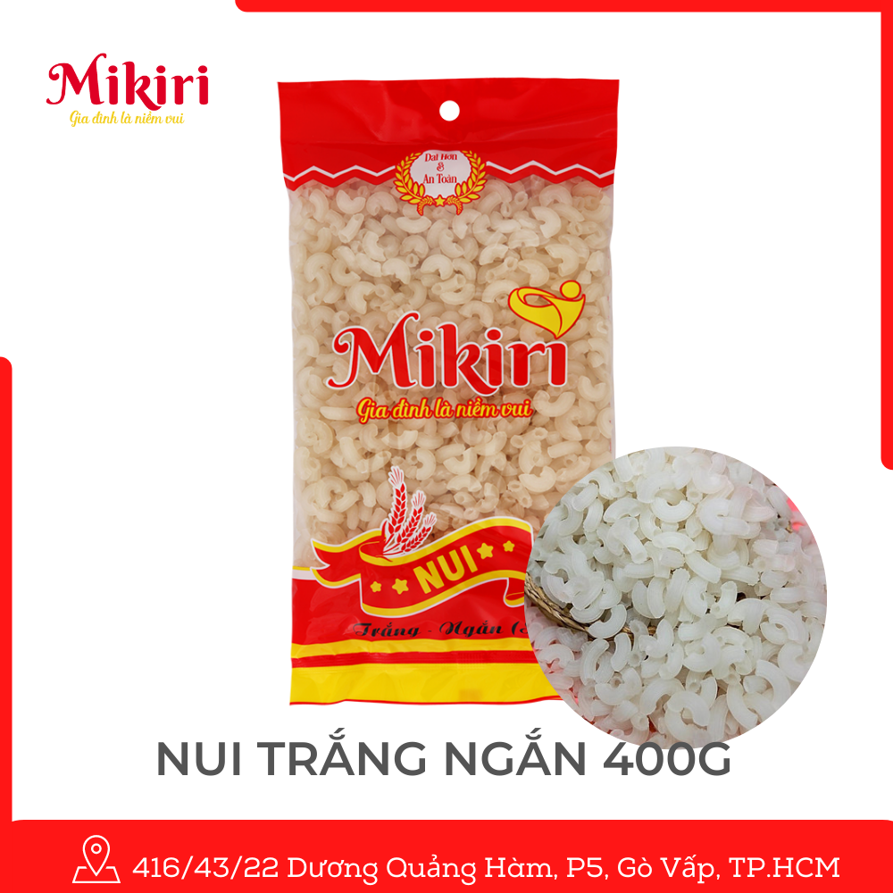 Combo 4 Bịch Nui Trắng Ngắn Mikiri 400g