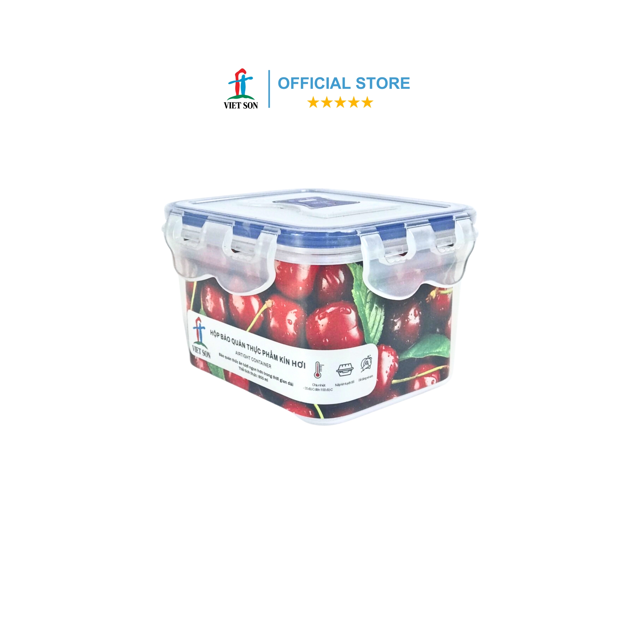 Hộp Đựng Thực Phẩm VIETSON 850ml Nắp Khóa 4 Cạnh Kín Hơi