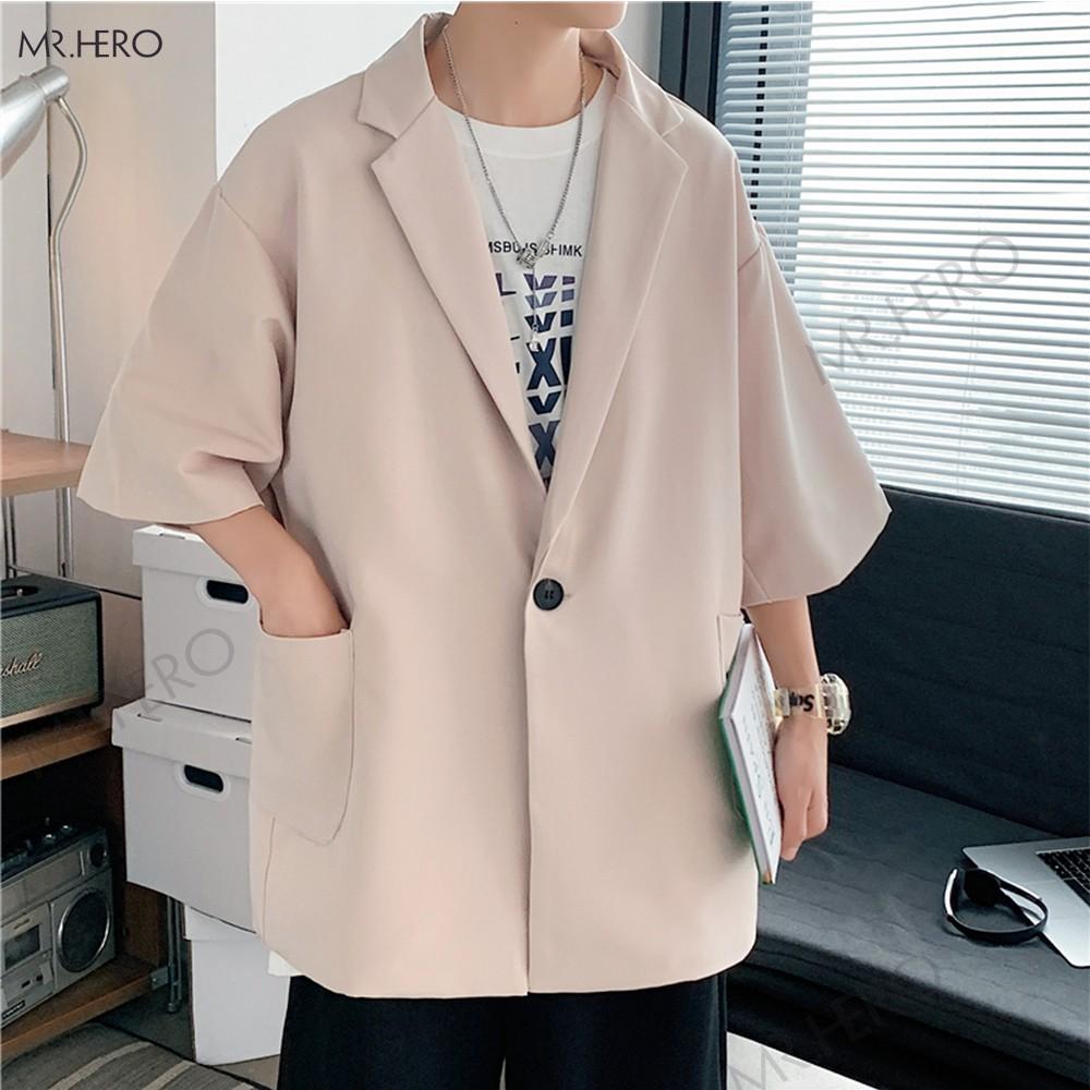 Áo blazer tay lỡ unisex áo vest form rộng nam hè thu phong cách Hàn Quốc-BZ05
