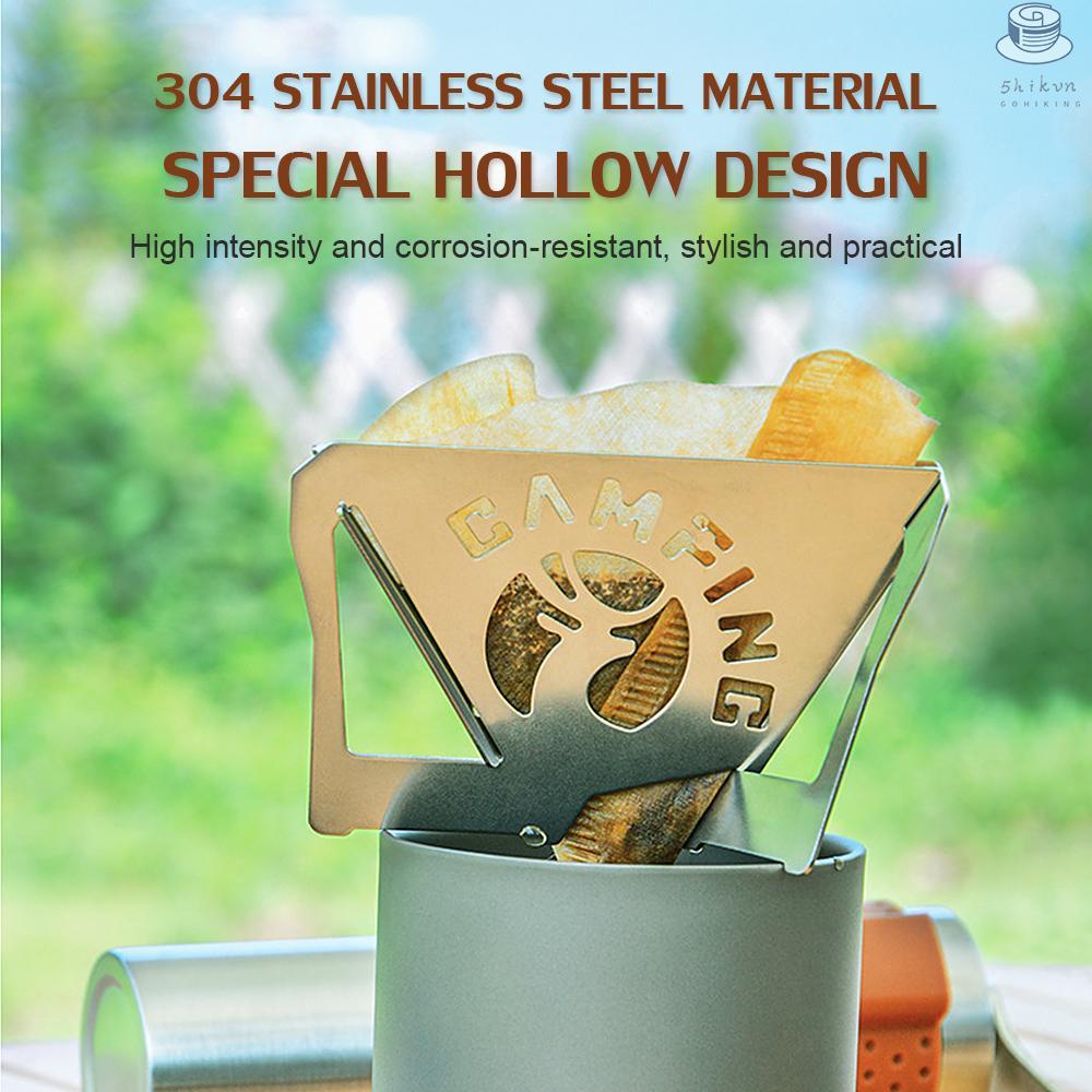 2 PCS Collapsible Coffee Dripper Portable Stainless Steel Travel Coffee Drip Holder Foldable Coffee Filter Rack with Storage Bag