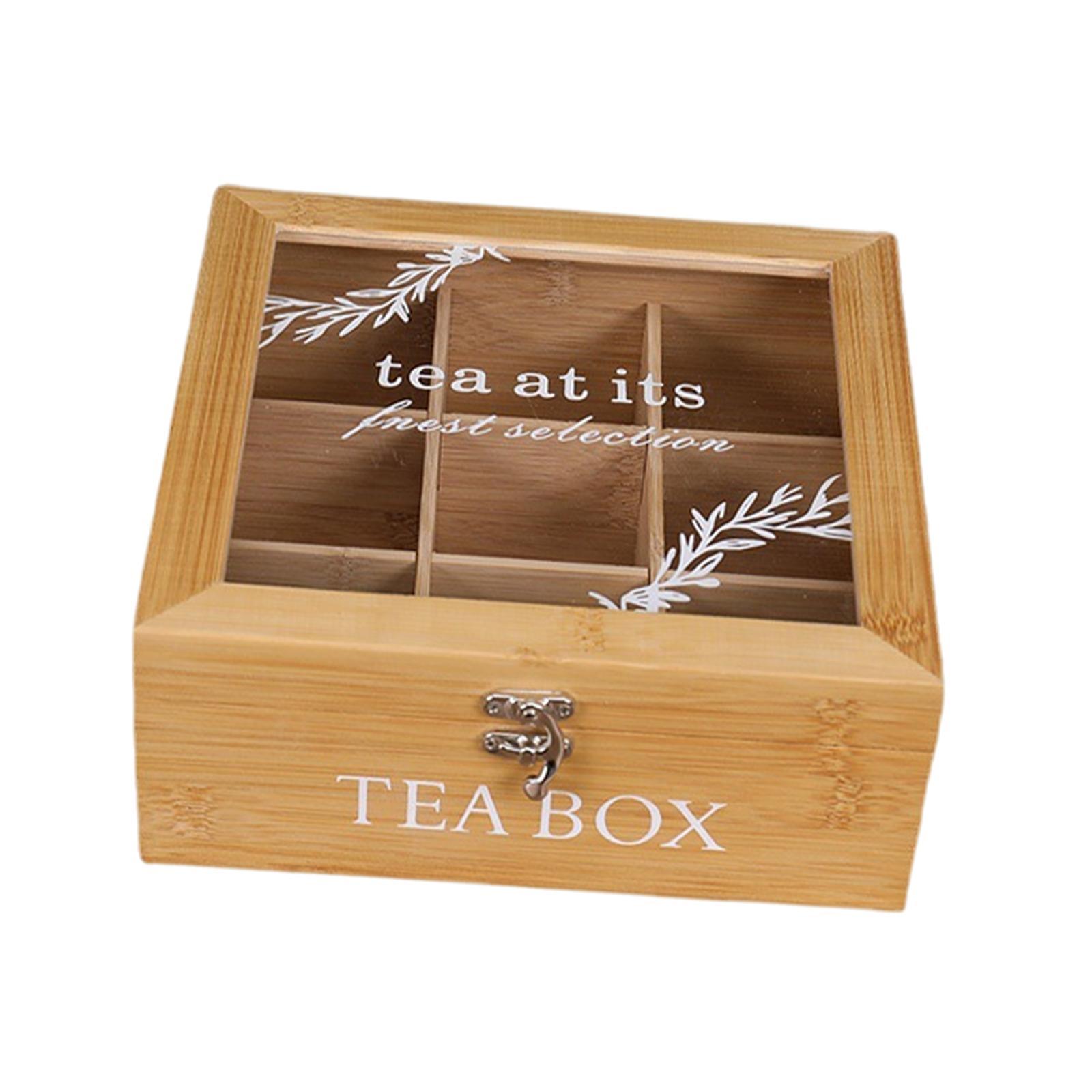 Tea Holder Jewelry Organizer Wooden Chest 9 Compartments Coffee Tea Candies Bin Storage Compartments Cabinets for Kitchen Cabinets Decor