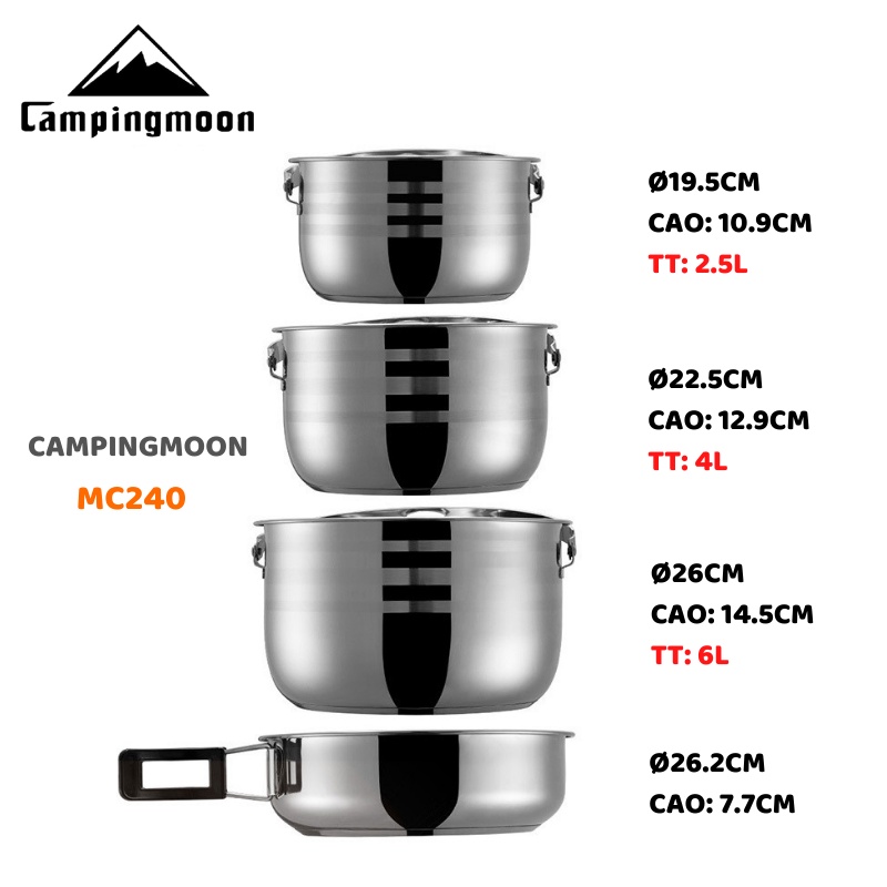 Bộ nồi dã ngoại Inox 8 món Campingmoon MC-240