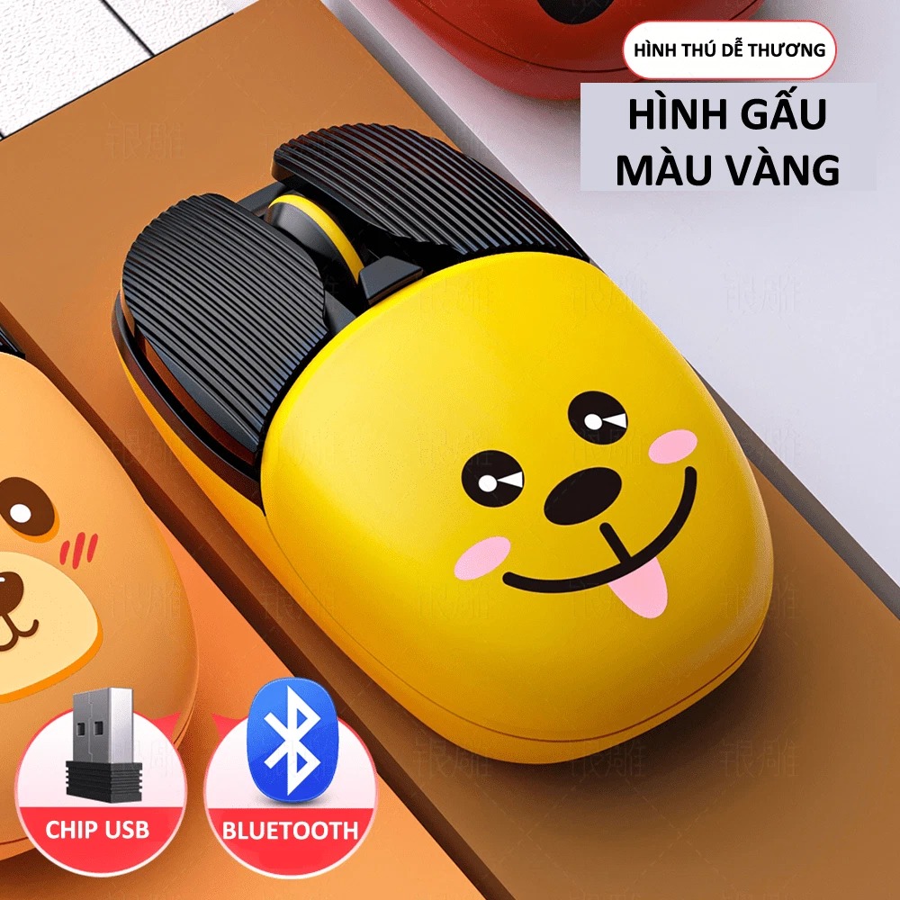 Chuột không dây A10 thiết kế nhỏ gọn in hình thú cưng dễ thương kết nối bằng Bluetooth và chip USB tiện lợi