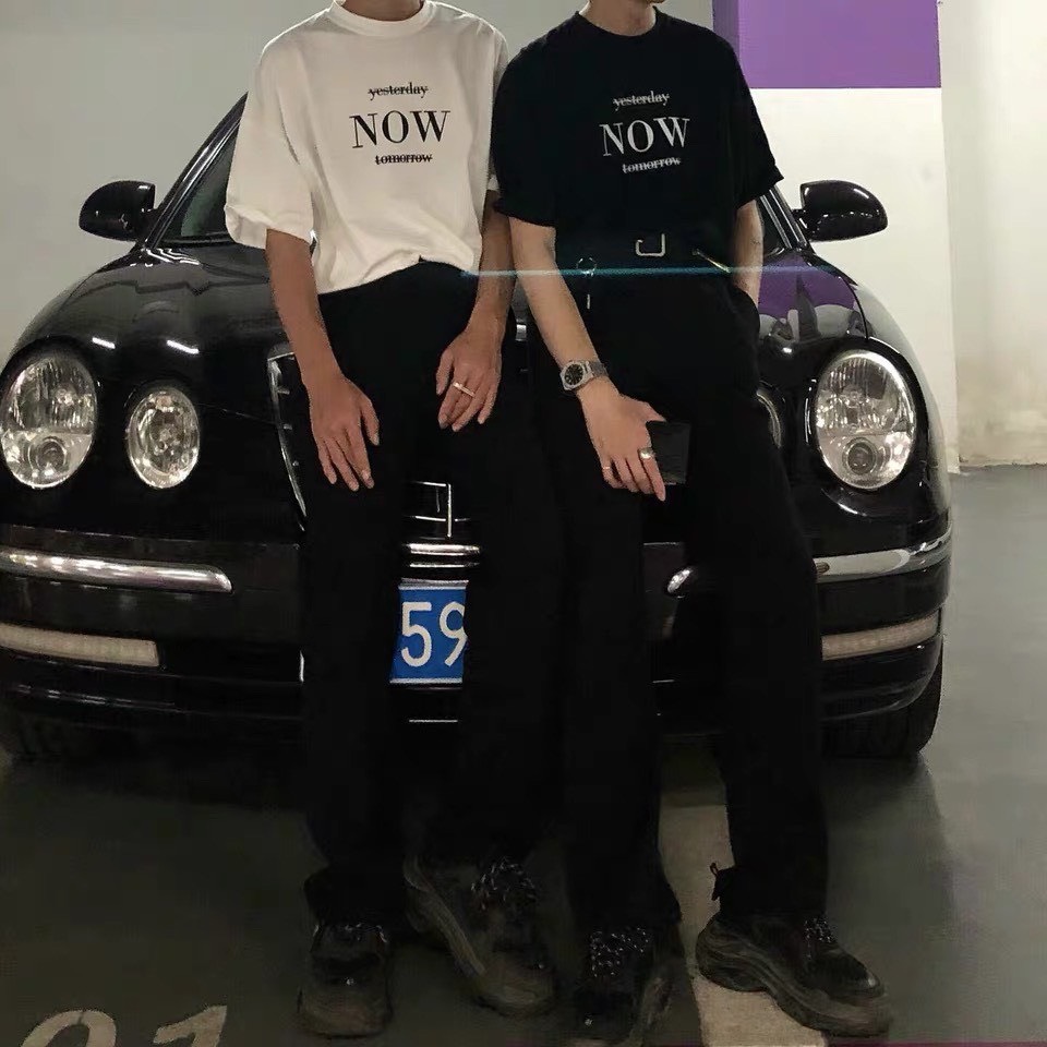 Áo Thun Nam Tay Lỡ Unisex cổ Tròn chất liệu vải cotton màu đen form rộng in chữ NOW phong cách độc chất TheNgaustyle
