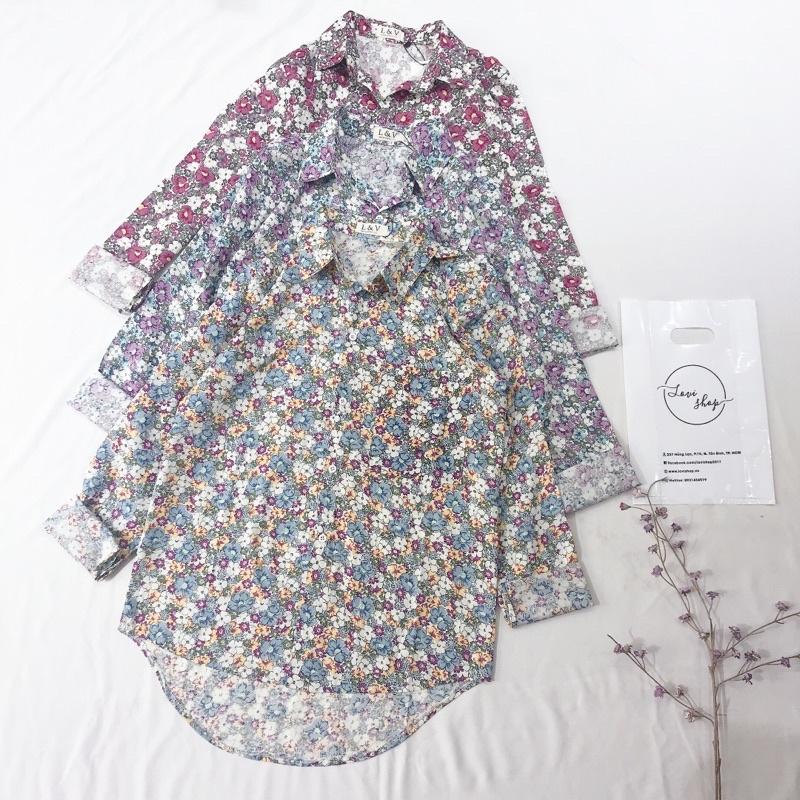 Áo sơ mi hoa nhí nhiều màu phong cách vintage Lovi