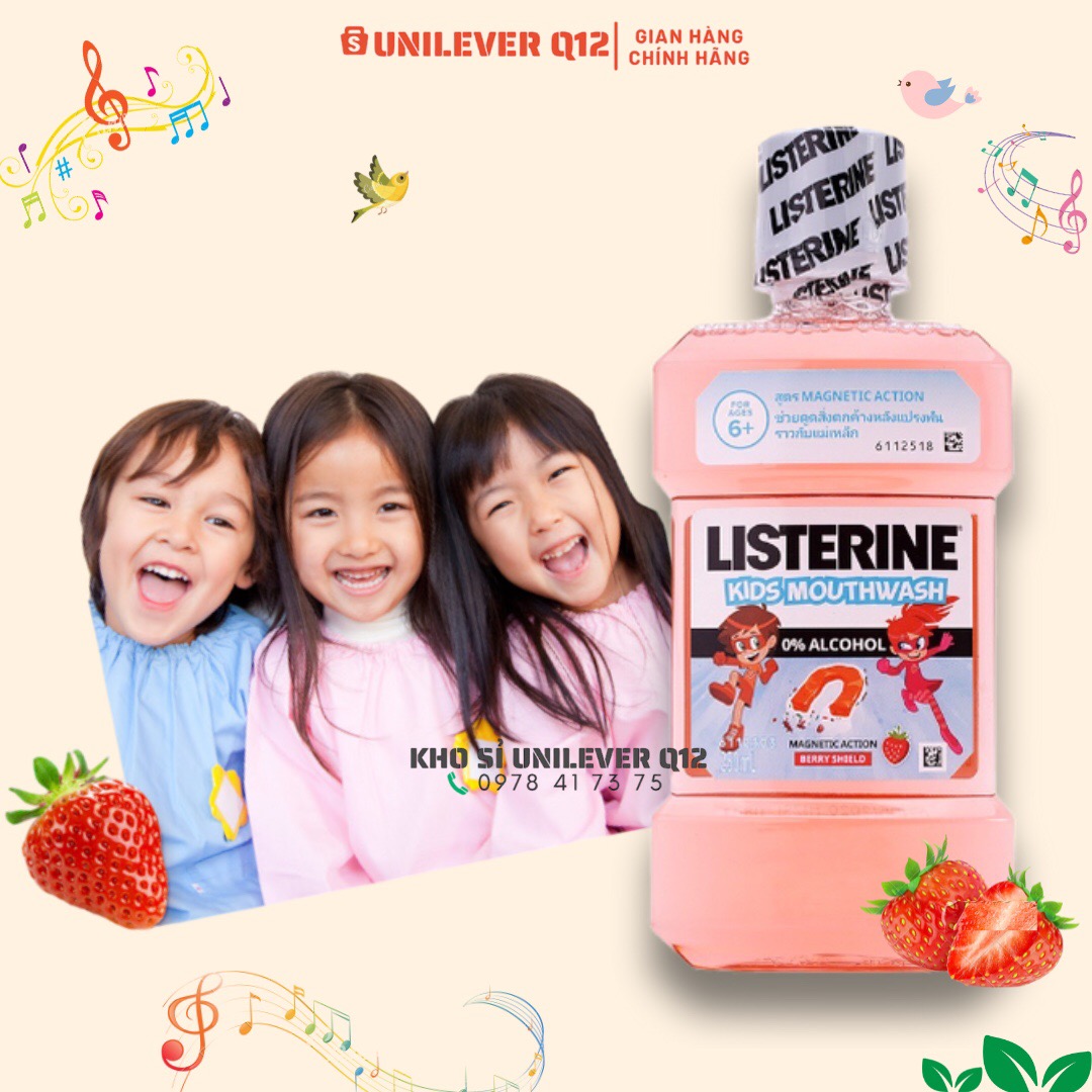 Kids mouthwash hương dâu ngừa sâu răng, diệt vi khuẩn cho răng chắc khỏe - Chai 250ml