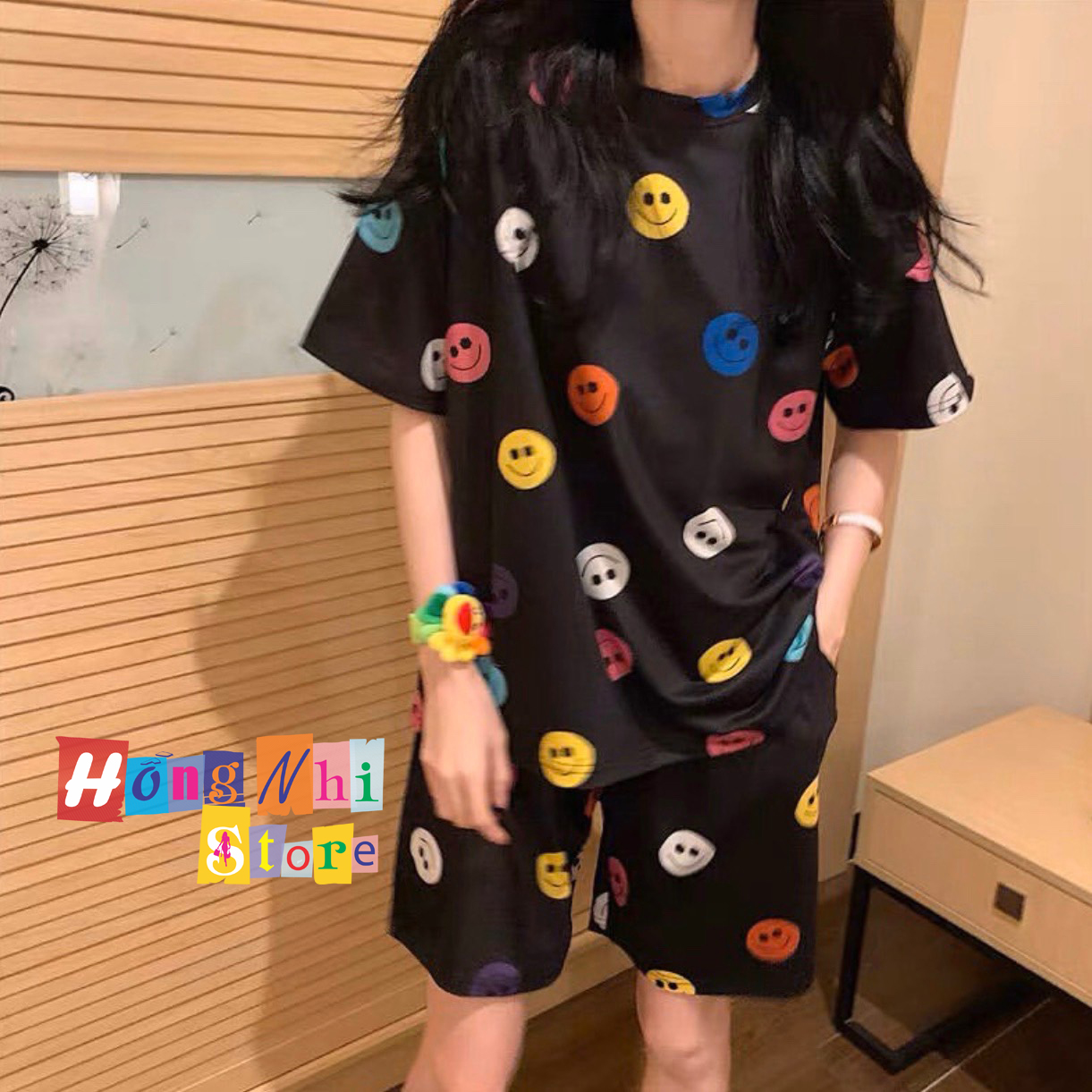 Bộ Ngủ Hoạt Hình Thun Thái Kèm Túi Vải Quần Đùi Dáng Rộng Cao Cấp - MM