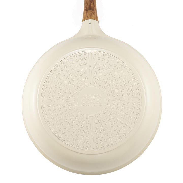 Chảo đúc chống dính Ceramic, đáy từ Greencook size 20/24/26/28cm, màu trắng-Hàng chính hãng