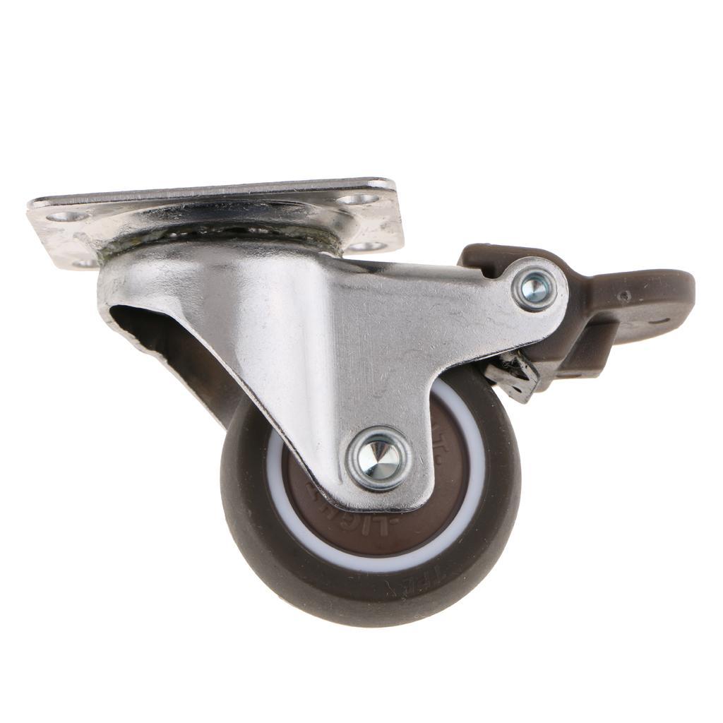 4Pcs Heavy Duty Swivel Bearing Caster Wheels Rubber Base with Top Plate 1.5"