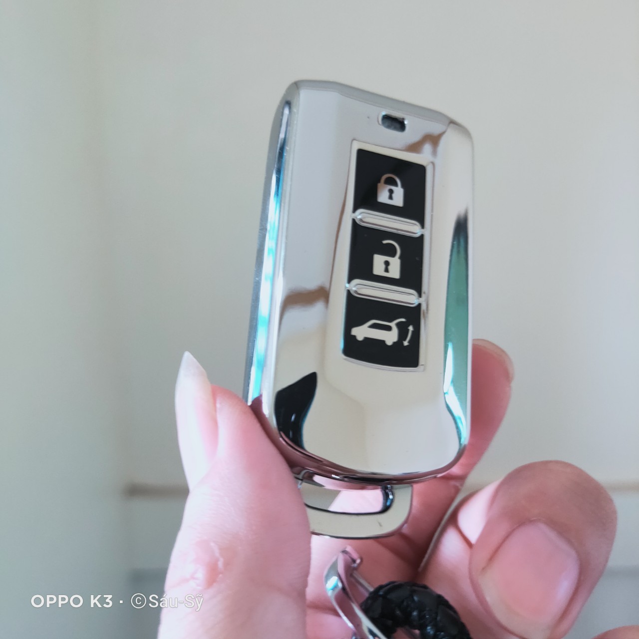 Bao Chìa Khóa Ô tô các dòng Xe Mitsubishi: Xpander, Outlander, Attrage nút silicon mạ crom   Full Hộp