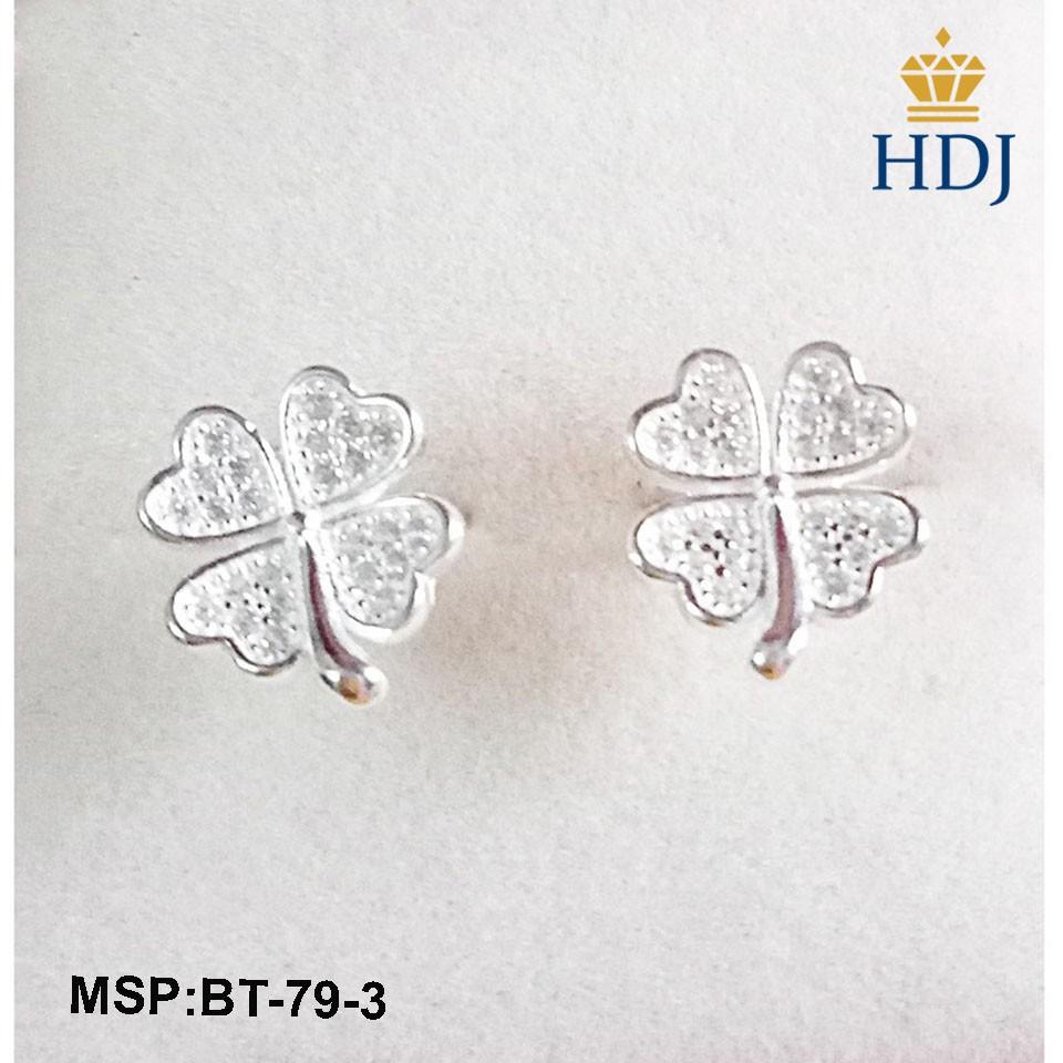 Bông tai bạc Ý 925 Hình Cỏ bốn lá may mắn trang sức  HDJ mã BT-79-3