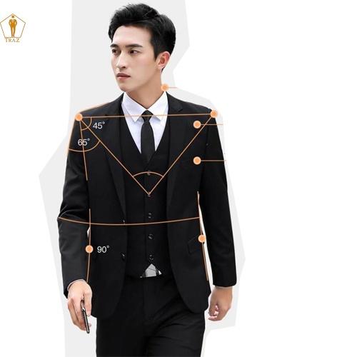 Bộ Set Vest TRAZ Đen Nam(1 quần + 1 áo vest), có bụng hoặc cao tăng 1 đến 2 size