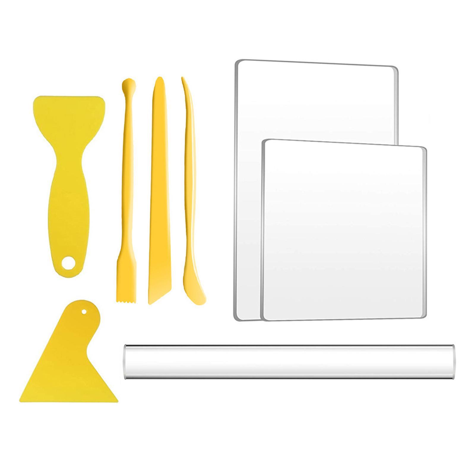 8x Polymer Clay Tools Pottery Clay Sculpting Tools Acrylic Clay Roller and Acrylic Sheet Clay Backing Board Modeling Clay Tools for Ceramics