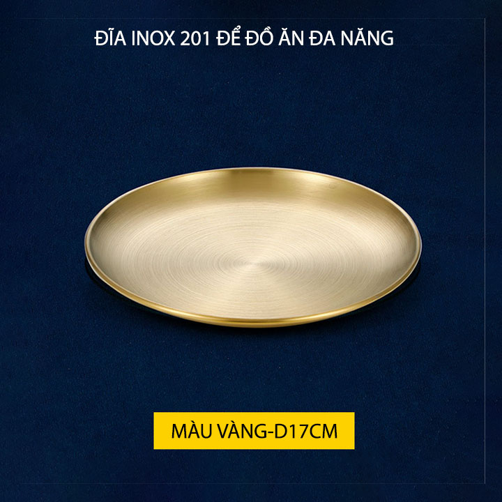 Đĩa để đồ ăn đa năng bằng inox 201 tiện dụng, màu vàng hoặc bạc tùy chọn
