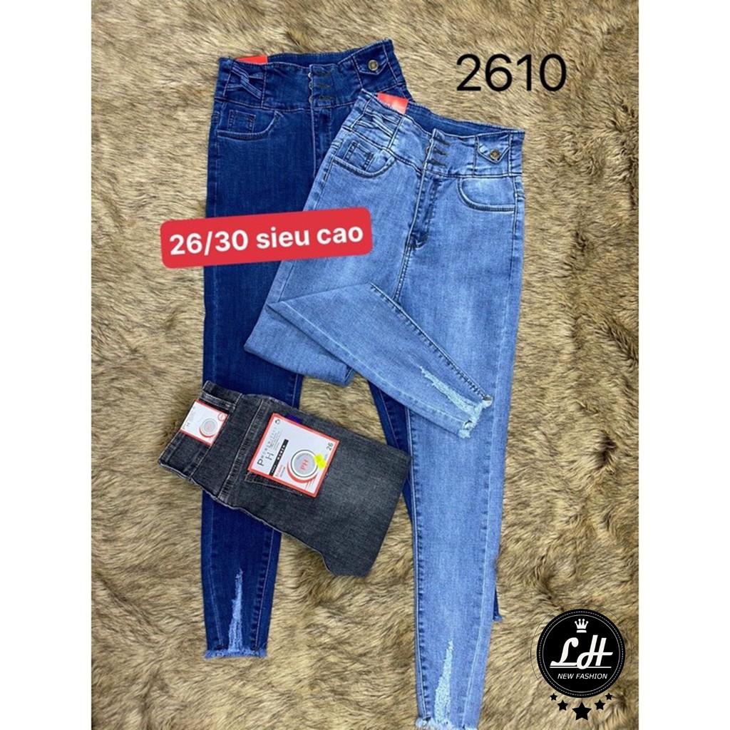 Quần bò nữ -  quần jean Lê Huy Fashion lưng cao trên rốn siêu co giãn form dáng ôm lưng kiểu Ms 2610