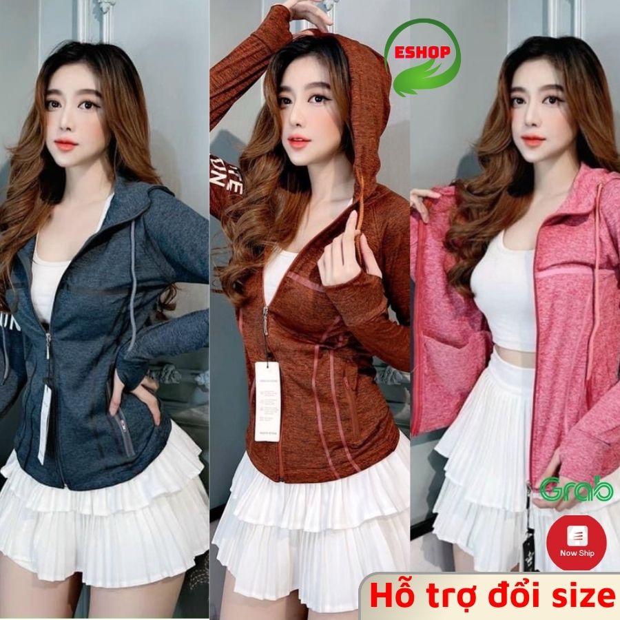 Áo khoác nữ khoát chống nắng form rộng có mũ dày đẹp bigsize thun lạnh siêu mát cá tính dây kéo giá rẻ nhất ESHOP AK01