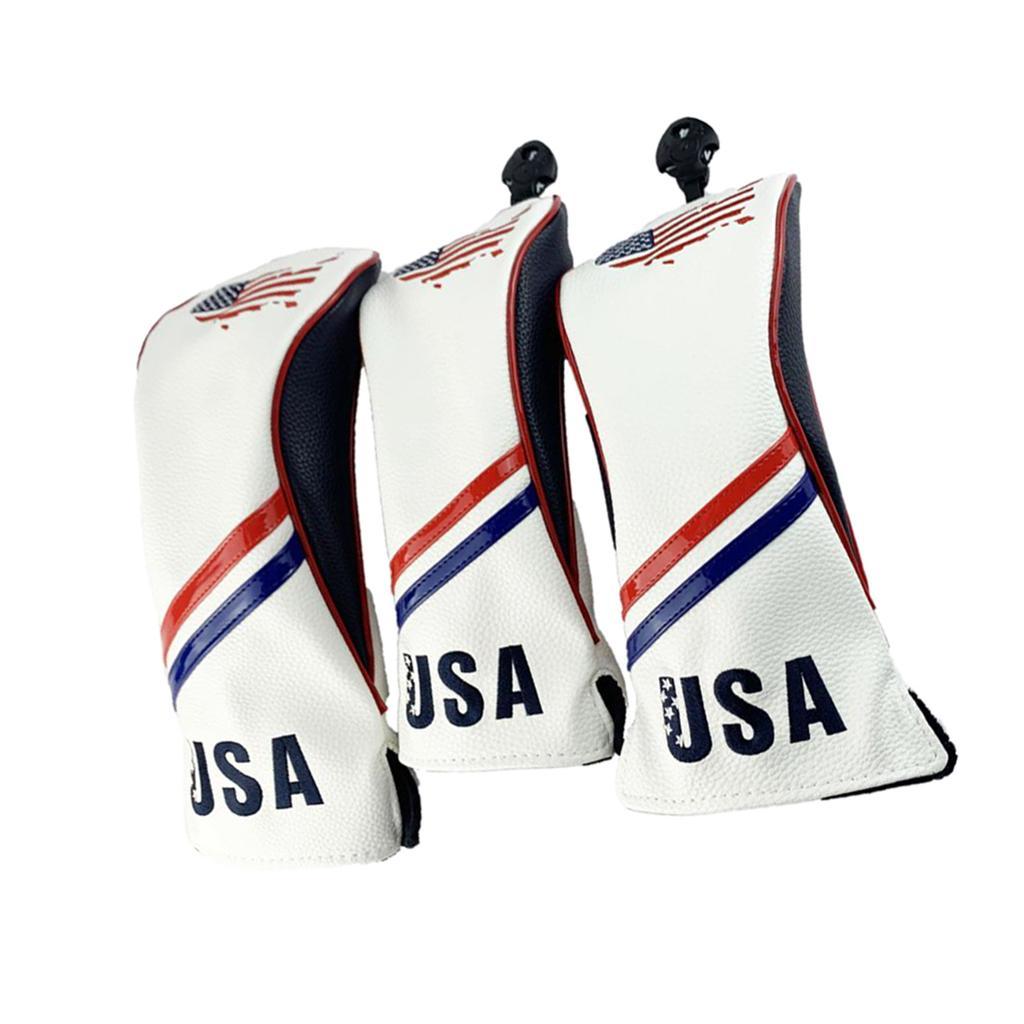 3x Professional Golf Club Head Cover Wood Drivers covers for head with Interchangeable Number Tags