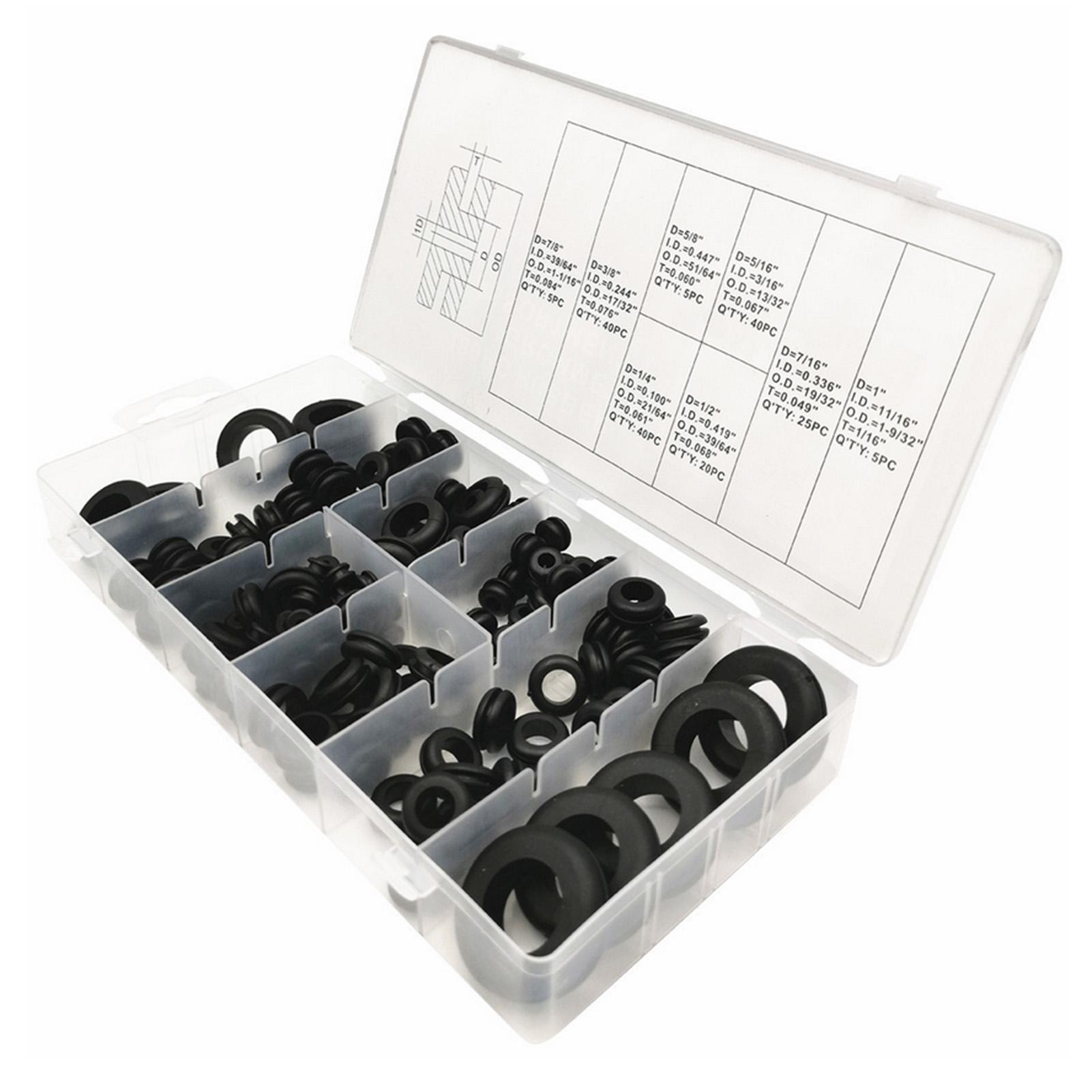 180Pcs Rubber Grommets Sealing Rings Assortment of Rubber Washers for Wires Plugs Cables