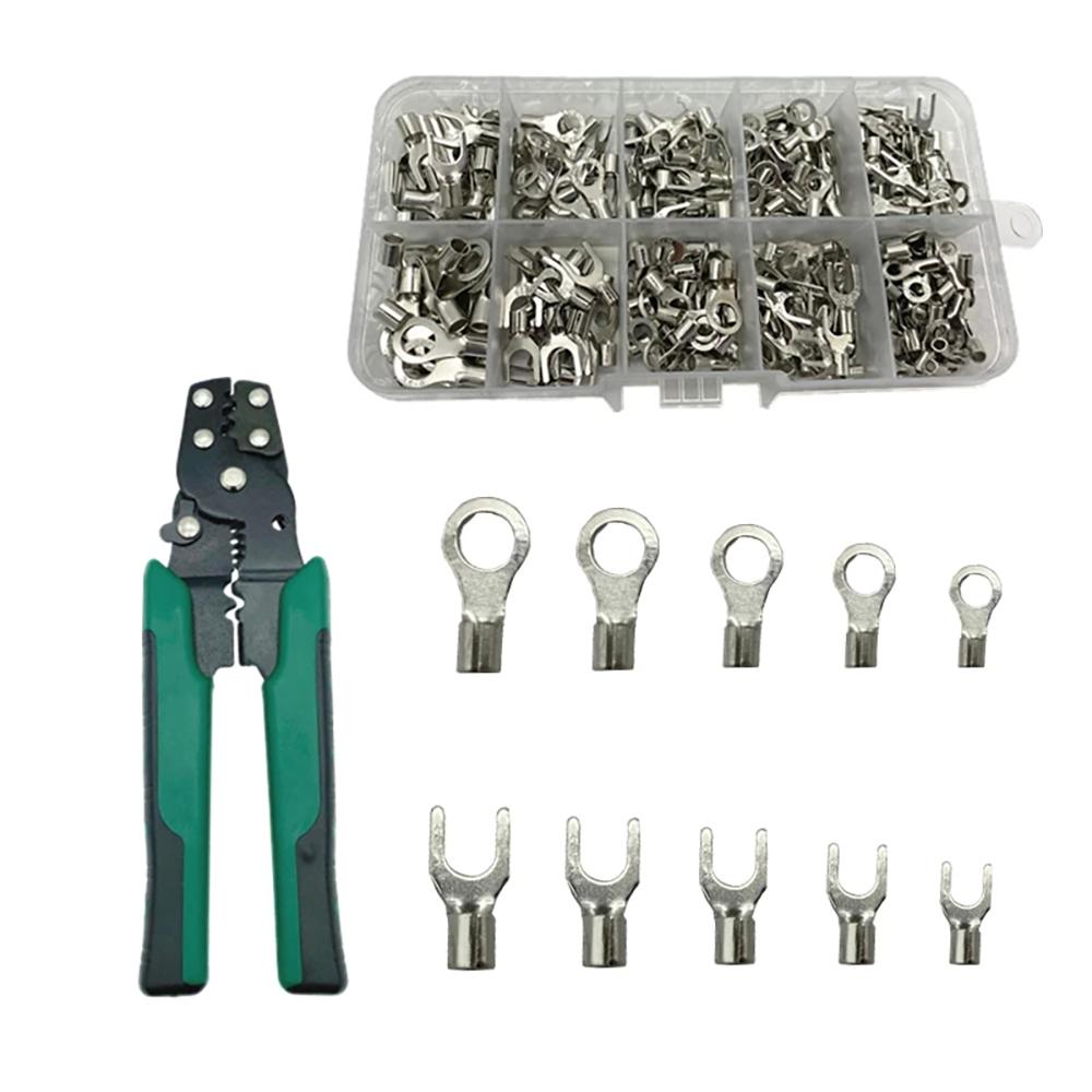 320pcs Crimp Terminal with Pliers Set 10-in-1 Crimp Terminals Kit U Shaped O Shaped Cold Pressed Bare Terminals Box