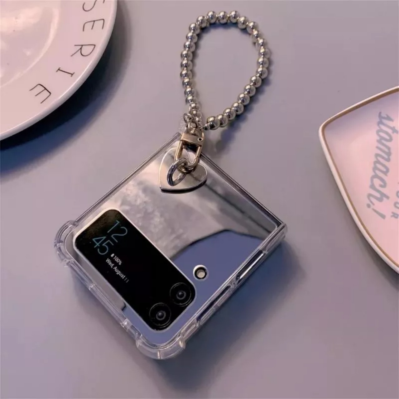 Ốp lưng cho samsung Zflip3 - Zflip4 - Z flip 3 - Z flip 4 - Z flip3 - Z flip4 tráng gương kèm dây đeo cá tính