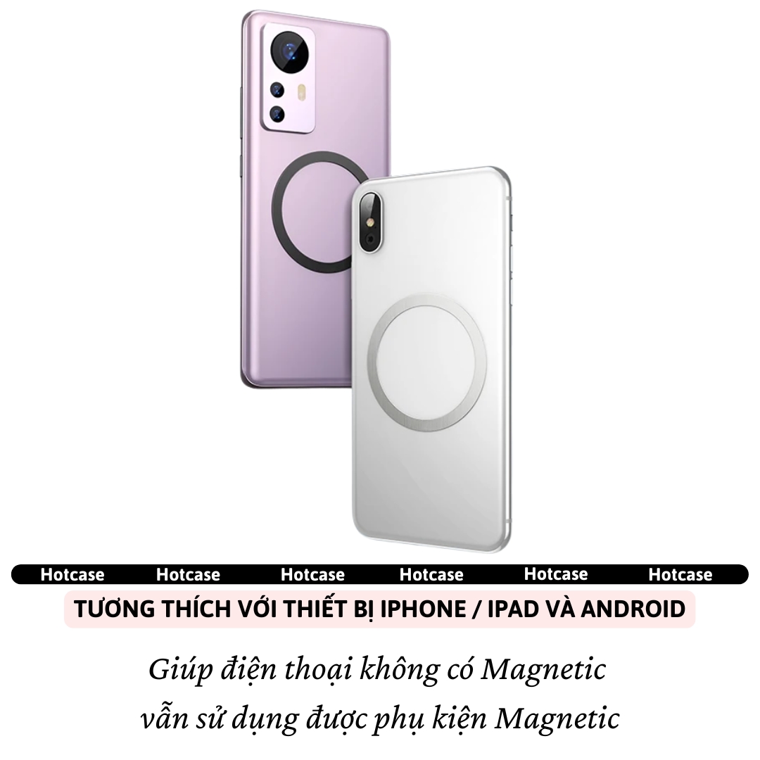 Vòng Nam Châm 3D Hỗ Trợ Sạc Không Dây Từ Tính Cho Điện Thoại HOTCASE Magnetic Ring cho iPhone 16 Pro Max 15 14 13 12 11 X Xs cho Samsung cho Oppo Z Fold Galaxy S - Hàng nhập khẩu