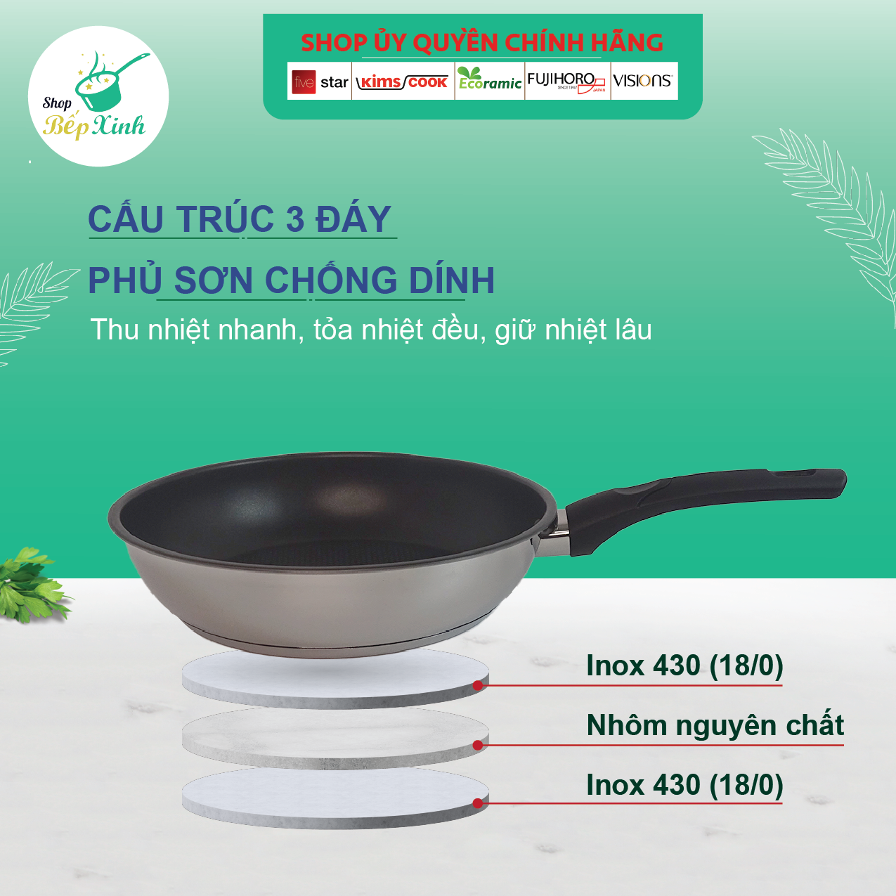 Chảo Chống Dính Bếp Từ Fivestar Tặng 5 Muỗng