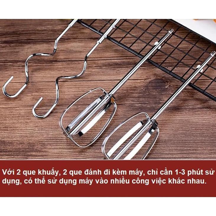 Máy Đánh Trứng Cầm Tay Mini Cao Cấp, Bảo Hành 12 Tháng, Với 7 Tốc Độ Cực Mạnh Kèm 4 Que Trộn Inox