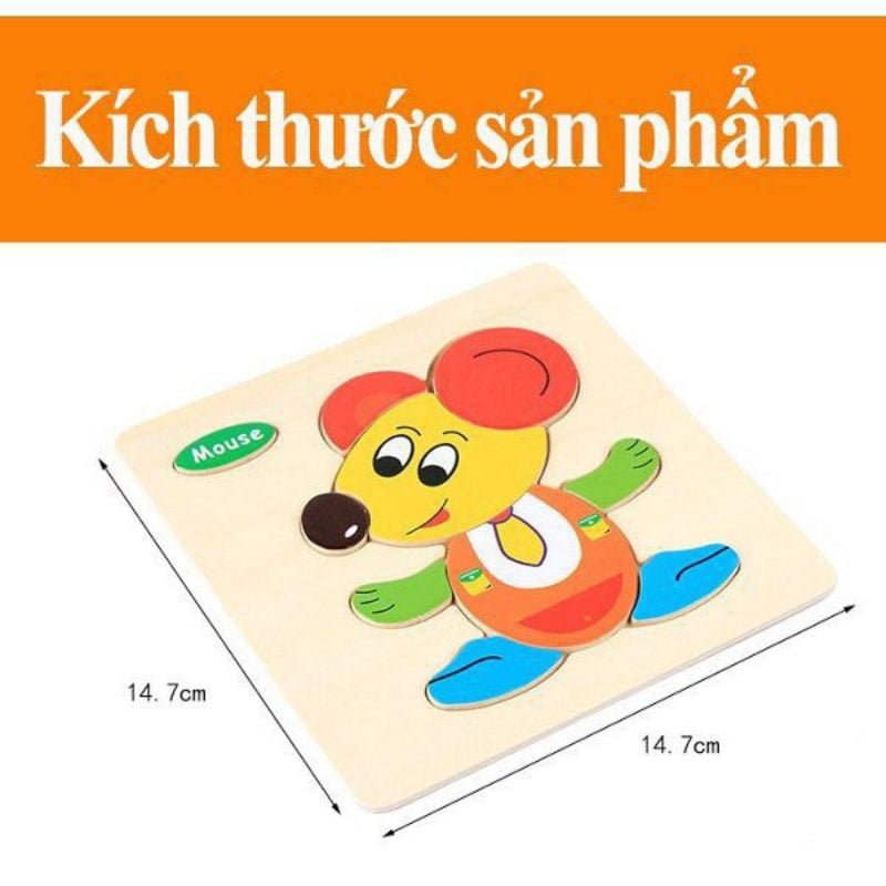 Đồ chơi tranh xếp hình, tranh ghép hình gỗ 3D nhiều hình ngộ nghĩnh cho bé