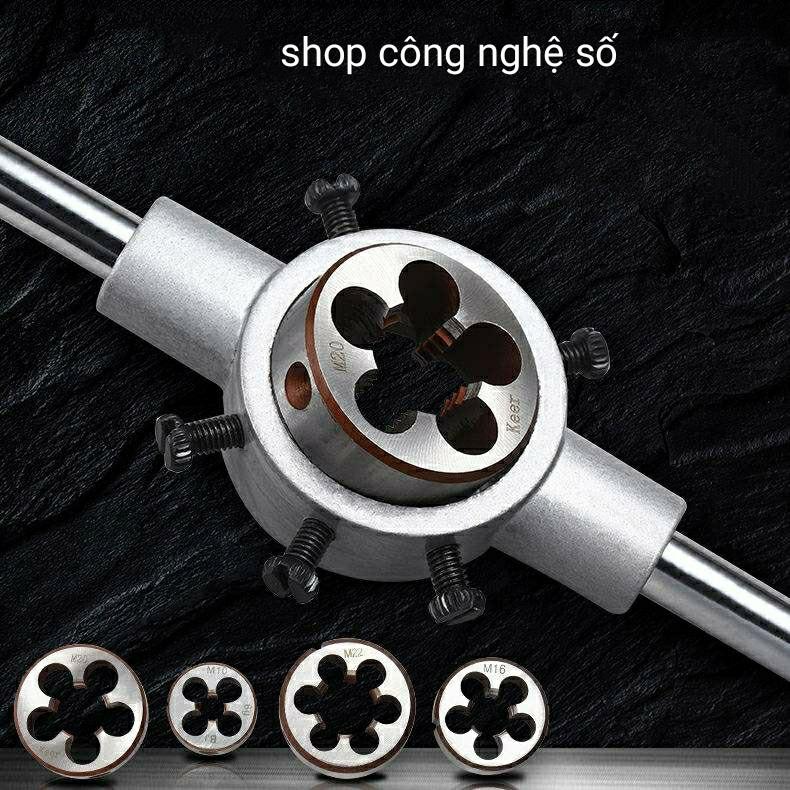 Bộ tạo ren 12 20 40 chi tiết bộ taro hợp kim siêu cứng- Bộ tay quay taro tạo ren trong và ngoài