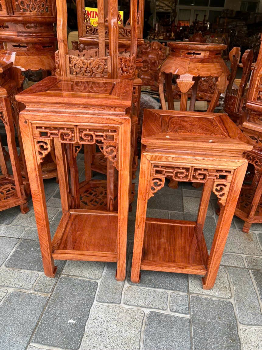 Đôn vuông trang trí phòng khách gỗ hương cao 40-50-60 cm mặt 30