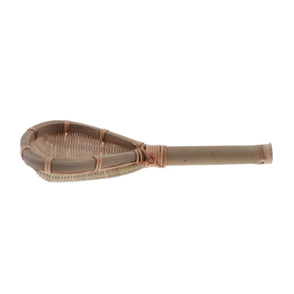 Handmade Bamboo Food Mesh Strainer Woven Rice Strainer Colander Spoon