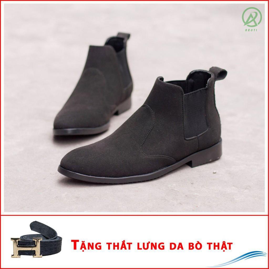 Giày Chelsea Boot Cổ Chun Da Búc Màu Đen Cực Đẹp - Phong Cách Đế Được Khâu Chắc Chắn - CB520-bucdenchun (TL