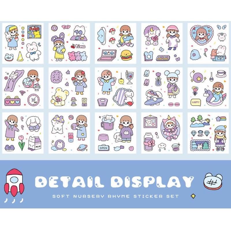 SET 20 TẤM STICKER DỄ THƯƠNG MÀU SẮC CUTE