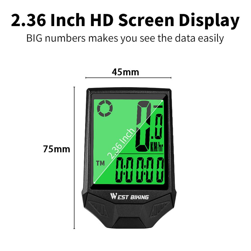 Đồng hồ đo quãng đường xe đạp không dây WEST BIKING, màng hình LCD chống nước
