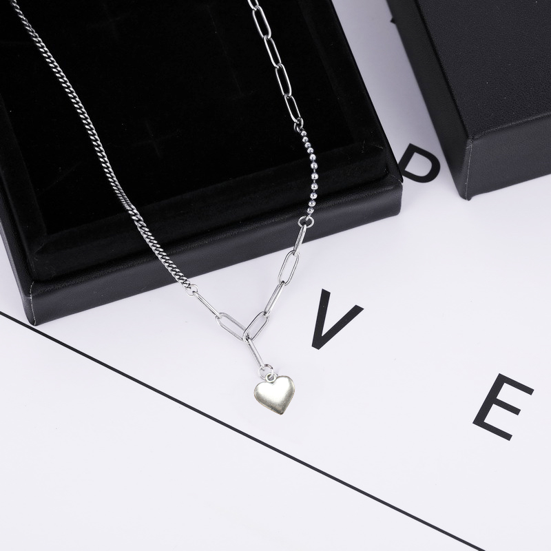 Vòng cổ dây chuyền mặt trái tim tình yêu cổ điển phong cách Hàn Quốc