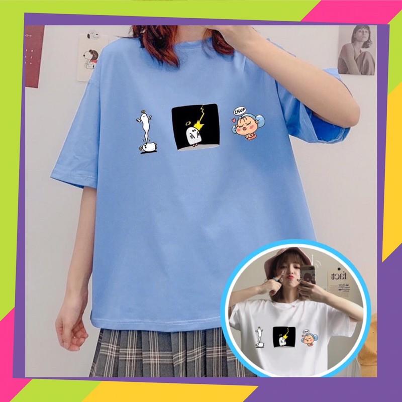 Áo Thun Tay Lỡ Form Rộng Unisex Nam Nữ Phong Cách Hàn Quốc Ulzzang