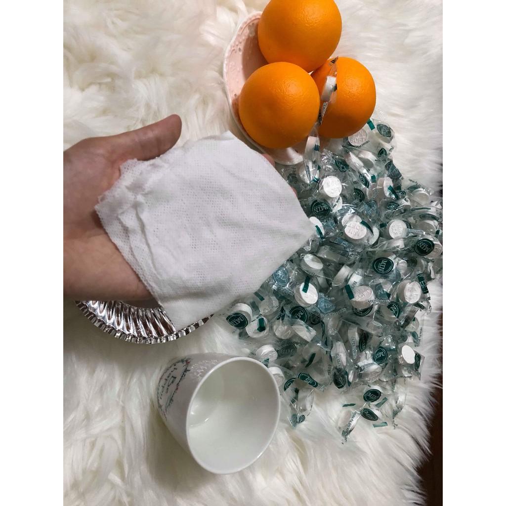 100 VIÊN KHĂN GIẤY NÉN CAO CẤP DẠNG VIÊN KẸO RỜI MIN SOFT