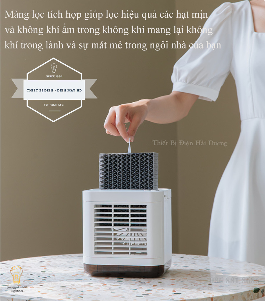 Quạt Điều Hòa Làm Mát Không Khí Mini WY-17 - Pin Sạc Tích Điện - Quạt Nước Mini Để Bàn - Quạt Làm Mát Không Khí Bay Hơi