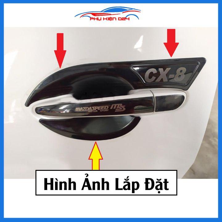 Ốp tay nắm hõm cửa chống trầy Mazda CX8 CX-8 2018-2019-2020-2021-2022 vân cacbon/titan/mạ crom bảo vệ cửa xe ô tô