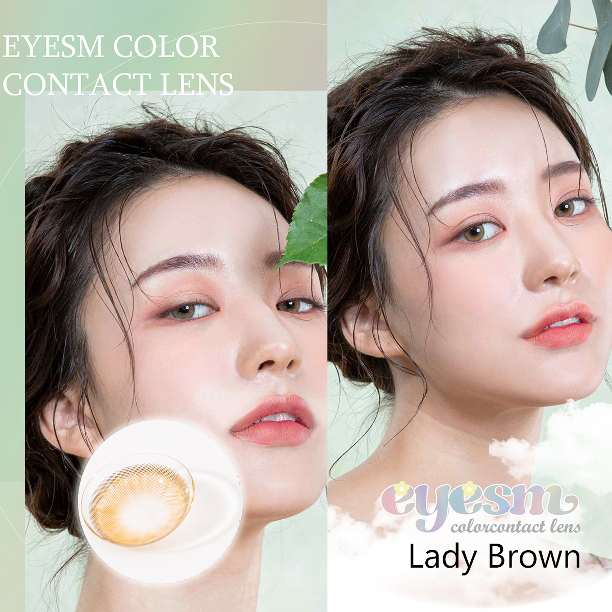 Lens áp tròng Eyesm Lady Brown - Lens màu mắt nâu, sử dụng 1-6 tháng