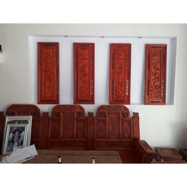 Tranh Tứ quý Vinh Hoa Phú Quý - Gỗ Hương Đỏ Treo Tường