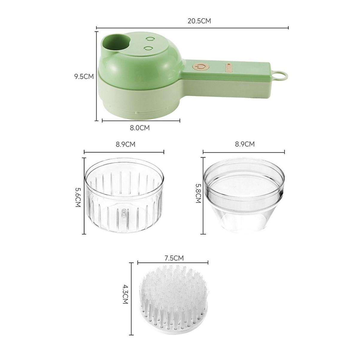 Máy xay mini cầm tay 3 trong 1 (máy xay nghiền tỏi ớt, rau củ, máy cắt sợi, Hàng Chính hãng