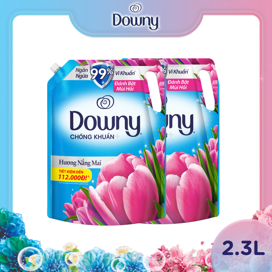 Combo 2 Túi nước xả vải Downy Nắng Mai (2.3L/Túi)