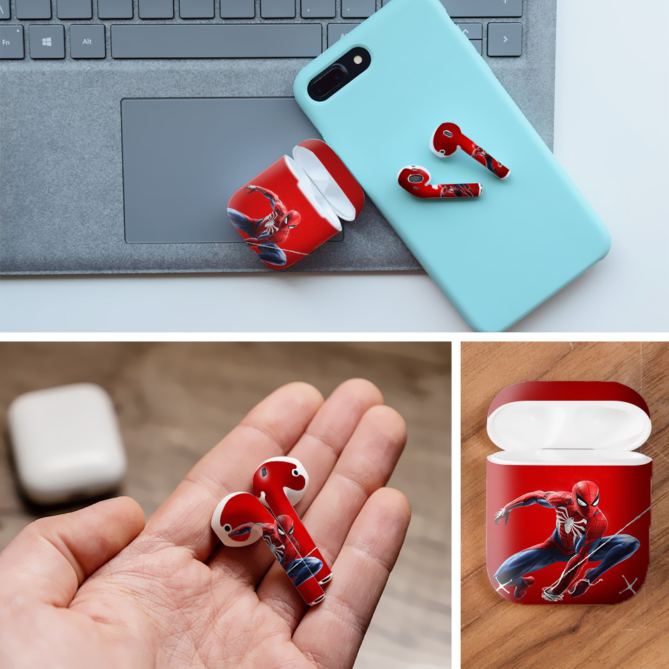 Miếng dán skin chống bẩn cho tai nghe AirPods in hình siêu anh hùng - AVG - 0x1013 (bản không dây 1 và 2)