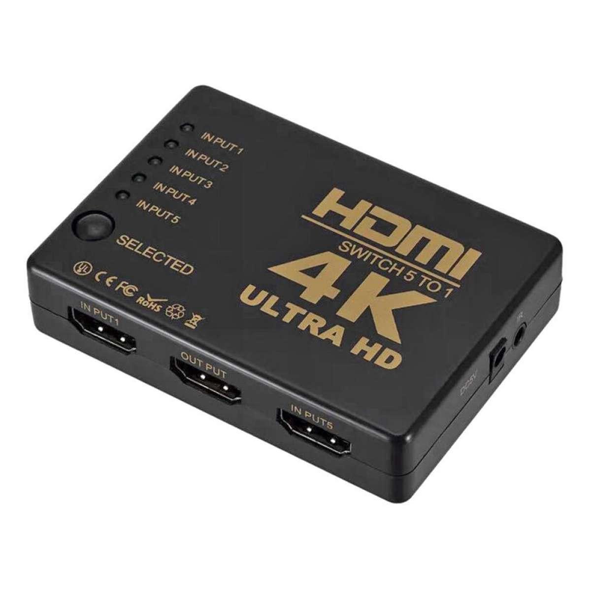 VINETTEAM Bộ chuyển đổi HDMI 4K HD 1080P Bộ chọn cổng 5 cổng với Điều khiển từ xa - Hàng chính hãng