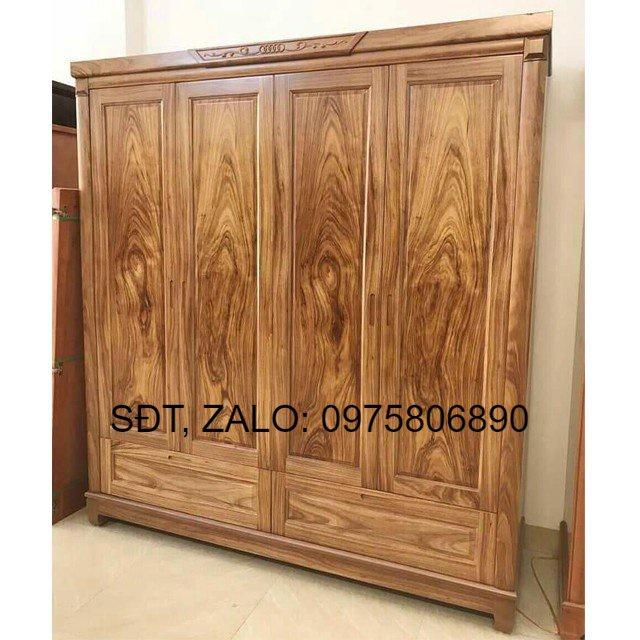 Tủ quần áo gỗ Hương xám , tủ áo 4 cánh bằng gỗ , tủ áo 1m8