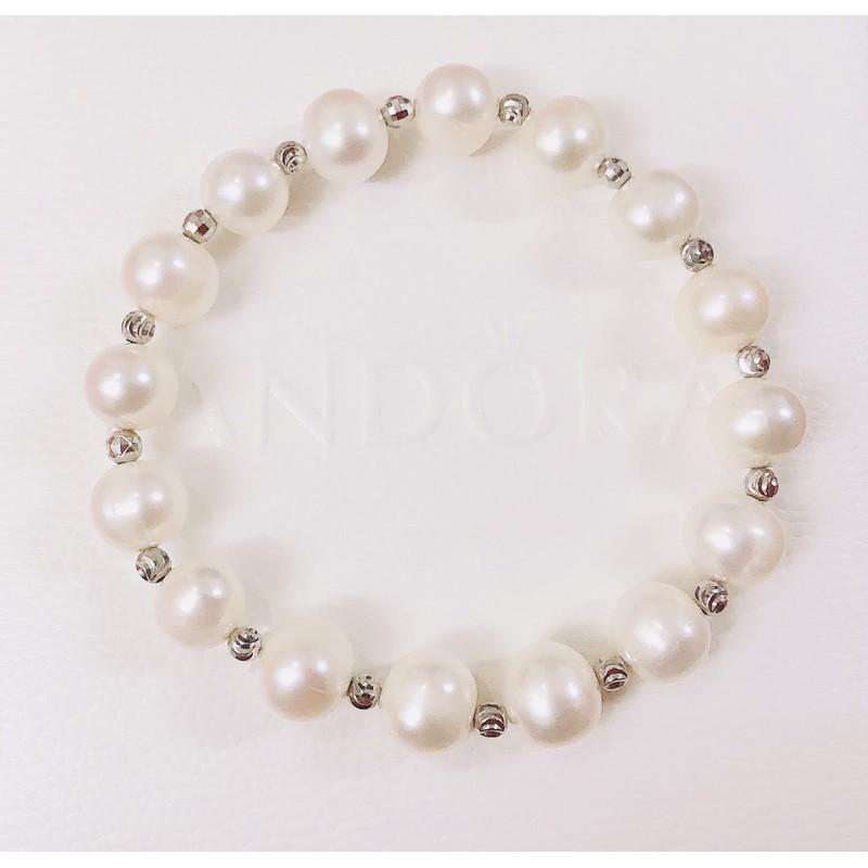 Vòng Tay Ngọc Trai Hạt 9 Ly Mix Bi Titan Thép Không Rỉ, Lắc Tay Ngọc Trai Nước Ngọt - Trường Thịnh