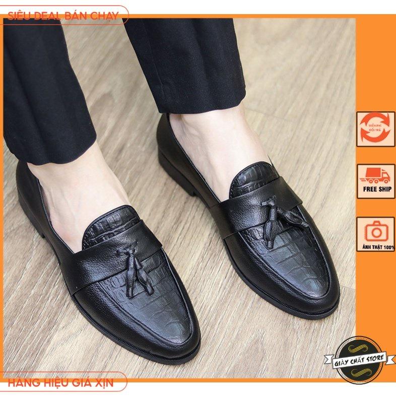 Giày Lười Nam Giá Rẻ Hà Nội - Dập Vân Nổi Trước Mũi Giày, Có Chuông Mã X091