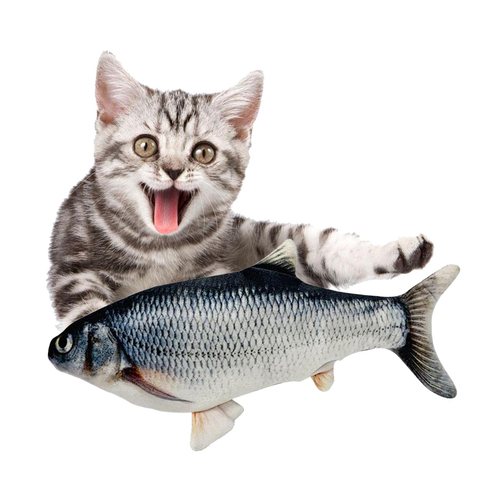 Fish Electric Interactive Pet Cat Kitty Wagging Catnip Toy Grass Carp
